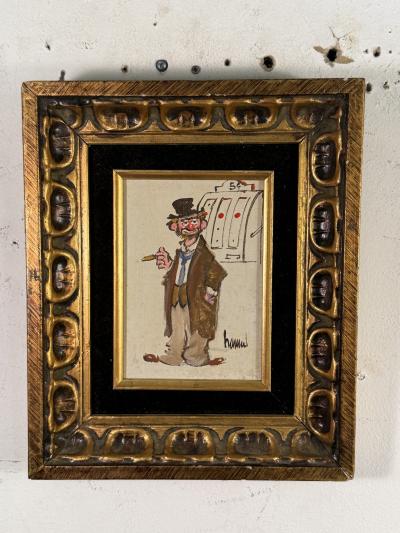 HOBO CLOWN WITH SLOT MACHINE PAINTING