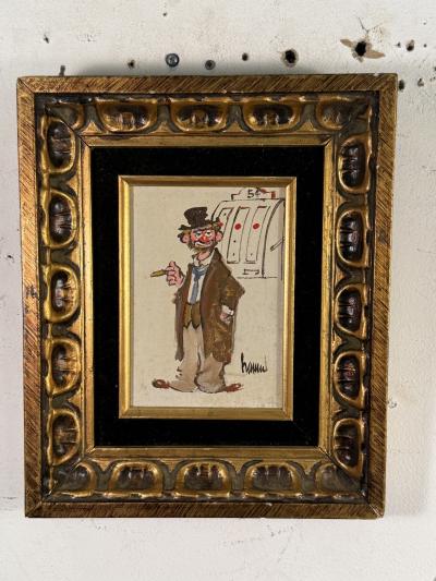 HOBO CLOWN WITH SLOT MACHINE PAINTING