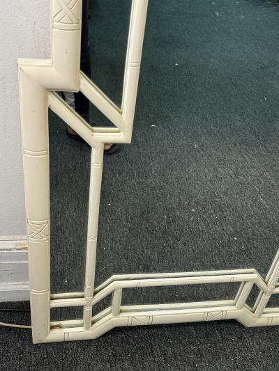 HOLLYWOOD REGENCY WHITE FAUX BAMBOO MIRROR