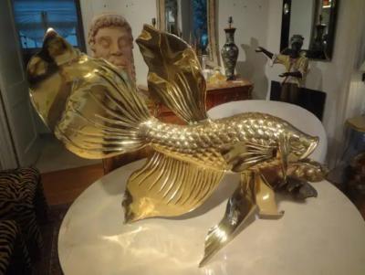 HONOR DAUMIER Monumental Italian Brass Fish Sculpture