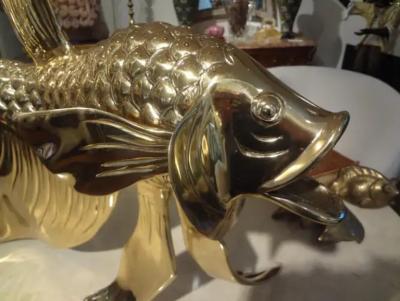 HONOR DAUMIER Monumental Italian Brass Fish Sculpture