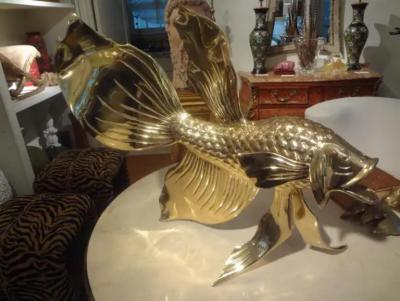 HONOR DAUMIER Monumental Italian Brass Fish Sculpture
