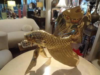 HONOR DAUMIER Monumental Italian Brass Fish Sculpture