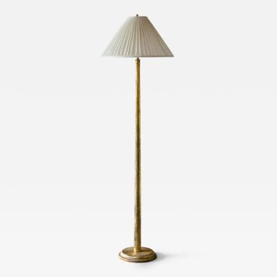 HORBURY STANDARD LAMP IN GILT LACQUER WITH SILK COOLIE SHADE