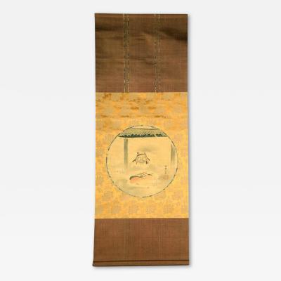 Hababusa Itcho Japanese Silk Scroll of Daruma Hanabusa Itcho Edo Period