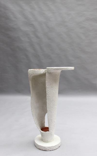 Haentges Fr res French Mid Century Sculptural Roughcast painted Terracotta Plant Holder