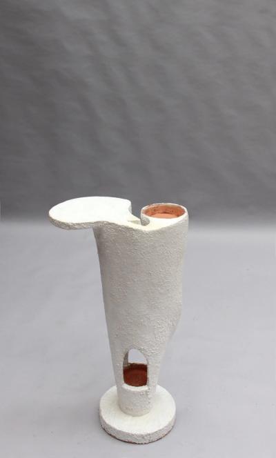 Haentges Fr res French Mid Century Sculptural Roughcast painted Terracotta Plant Holder