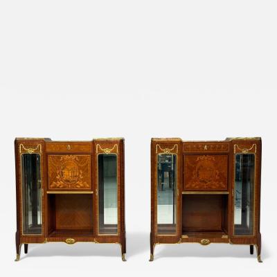 Haentges Fr res Haentges Fr res Louis XVI Marquetry Bronze Vitrine Cabinets Paris 19th C 