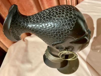 Hagenauer Carved Wood with Bronze Base Sculpture Head of African Woman 1930