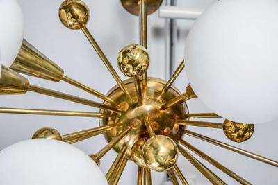 Half Sputnik Brass and Murano Glass Chandeliers