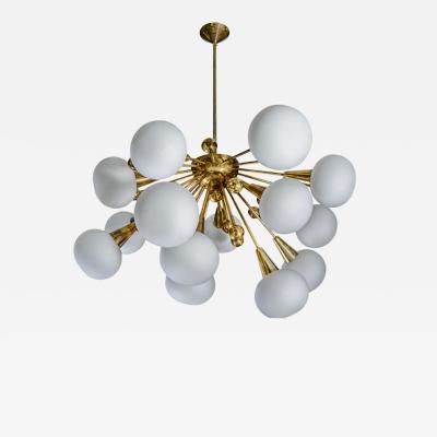Half Sputnik Brass and Murano Glass Chandeliers