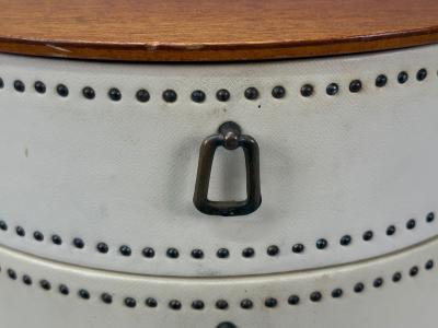 Halvdan Pettersson Halvdan Petterson Nightstands Leather Beech Brass Sweden 1950s