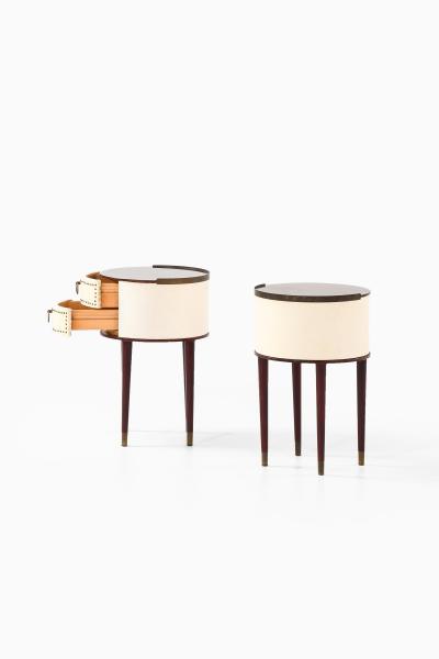 Halvdan Pettersson Set of 2 Bedside Tables in Brass and Mahogany by Halvdan Pettersson 1950s