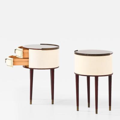 Halvdan Pettersson Set of 2 Bedside Tables in Brass and Mahogany by Halvdan Pettersson 1950s