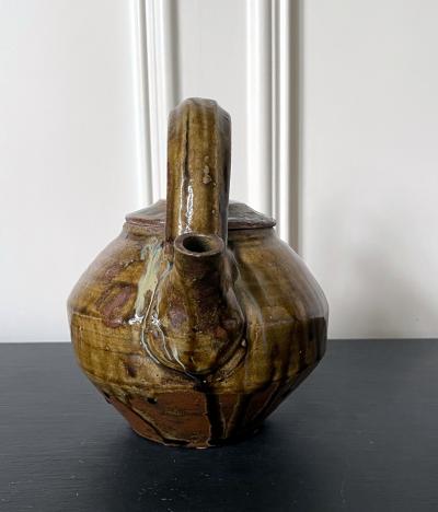 Hamada Shoji Japanese Mingei Glazed Tea Pot with Kintsugi by Shoji Hamada