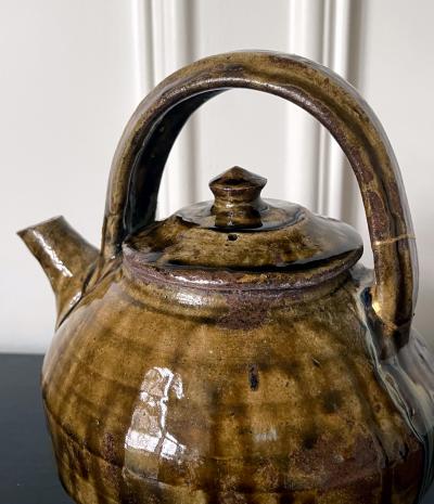 Hamada Shoji Japanese Mingei Glazed Tea Pot with Kintsugi by Shoji Hamada
