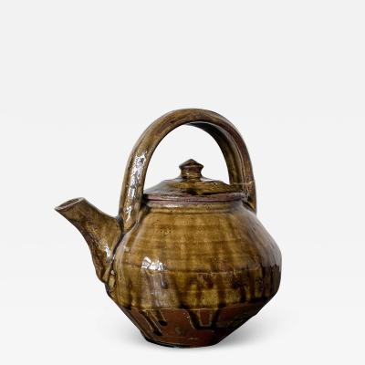 Hamada Shoji Japanese Mingei Glazed Tea Pot with Kintsugi by Shoji Hamada