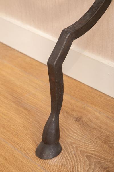 Hammered Metal Wall Console with Travertine Top