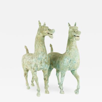 Han Dynasty Style Mid Century Terracotta Horse Pair