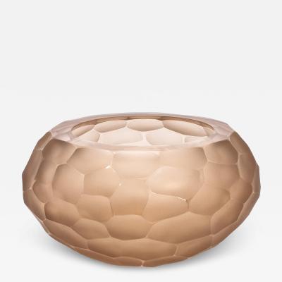 Hand Blown Modern Murano Bowl in Rose Large