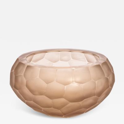Hand Blown Modern Murano Bowl in Rose Medium