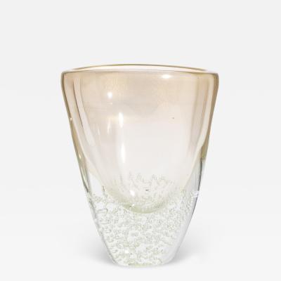 Hand Blown Modern Murano Vase with 24 karat Gold Flecks and Bubbles
