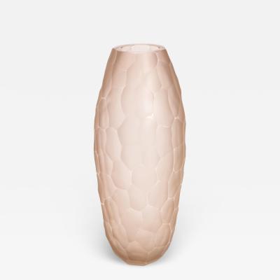 Hand Blown Modern Tall Murano Vase in Rose Large