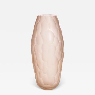Hand Blown Modern Tall Murano Vase in Rose Medium