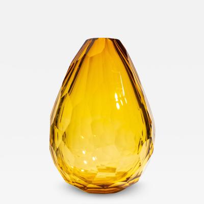 Hand Blown Murano Barrel Vase in Amber XXL