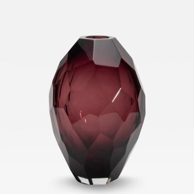 Hand Blown Murano Barrel Vase in Amethyst