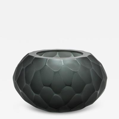 Hand Blown Murano Battuto Bowl in Grey Large