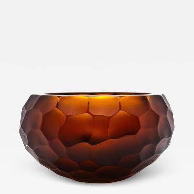 Hand Blown Murano Battuto Bowl in Tobacco Small