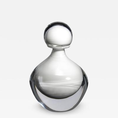 Hand Blown Murano Bottle in Crystal White Large