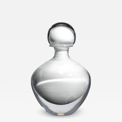 Hand Blown Murano Bottle in Crystal White Medium