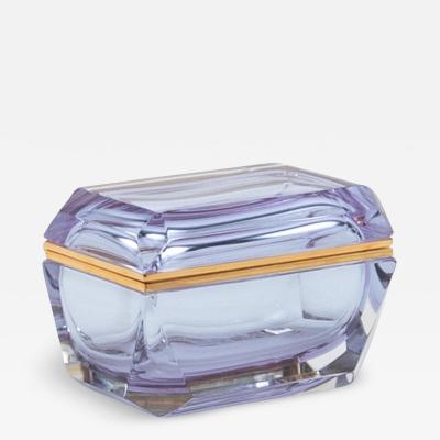 Hand Blown Murano Box in Alexandrite with Brass Fittings