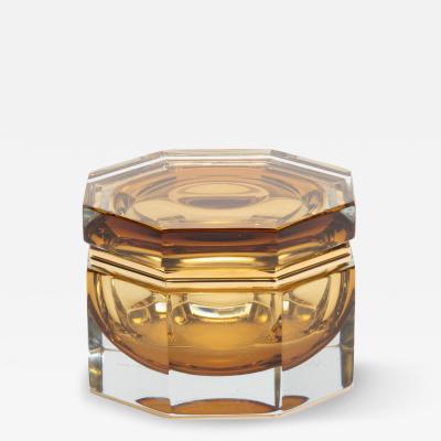 Hand Blown Murano Box in Tobacco with Brass Fittings