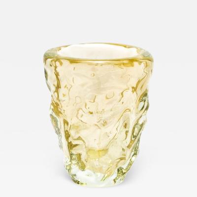 Hand Blown Murano Burri Vase in Clear with 24 karat Gold Flecks