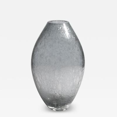 Hand Blown Murano Cloudy Vase in Grey with Bubbles Large