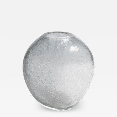 Hand Blown Murano Cloudy Vase in Grey with Bubbles Small