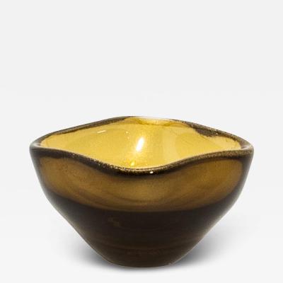 Hand Blown Murano Dish in Tobacco With 24 Karat Gold Flecks