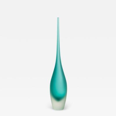 Hand Blown Murano Flute Vase in Teal