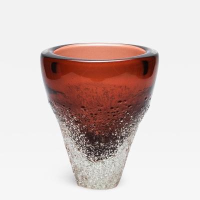 Hand Blown Murano Frozen Vase in Light Amaretto Medium