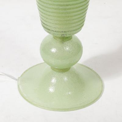 Hand Blown Murano Glass Smoked Jade Pulegoso Art Deco Style Uplight Table Lamps