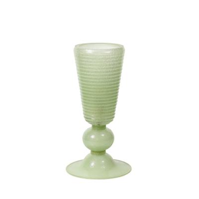 Hand Blown Murano Glass Smoked Jade Pulegoso Art Deco Style Uplight Table Lamps