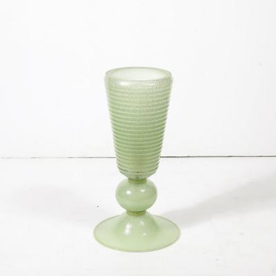 Hand Blown Murano Glass Smoked Jade Pulegoso Art Deco Style Uplight Table Lamps