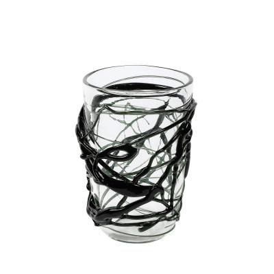 Hand Blown Murano Glass Vases with Organic Viridian Green Sculptural Striations