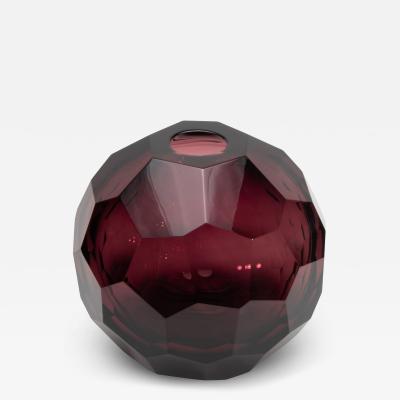 Hand Blown Murano Globe Vase in Amethyst