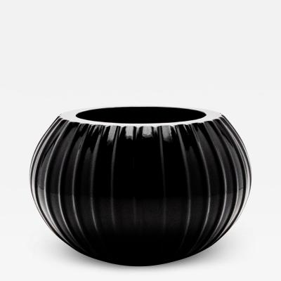 Hand Blown Murano Modern Bowl Large in Onyx Black