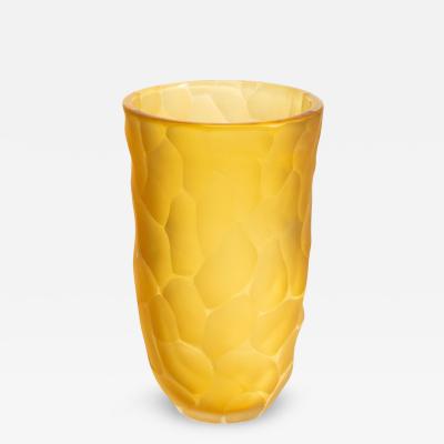 Hand Blown Murano Moon Vase in Amber S