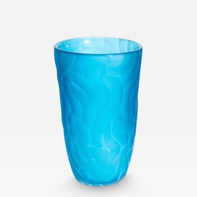 Hand Blown Murano Moon Vase in Aqua Blue Large